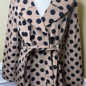 Metrostyle Black and Tan Polka Dot Trench Coat